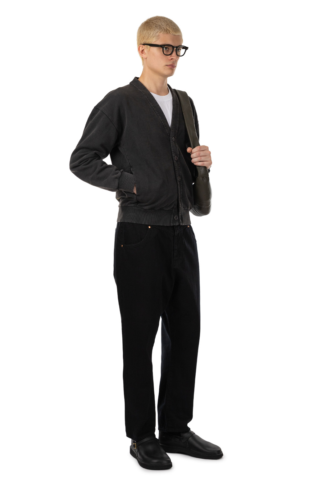 JW Anderson - Garment Dye V Neck Cardigan - Washed Black